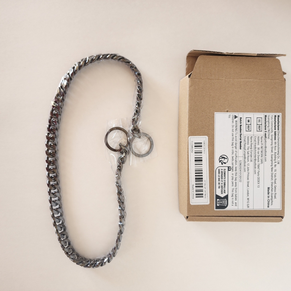 NEW Silver Dog Chain Collar
